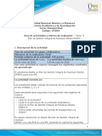 Guía de Actividades y Rúbrica de Evaluación - Tarea 5 - Plan de Gestión Integral de Residuos PGIRS