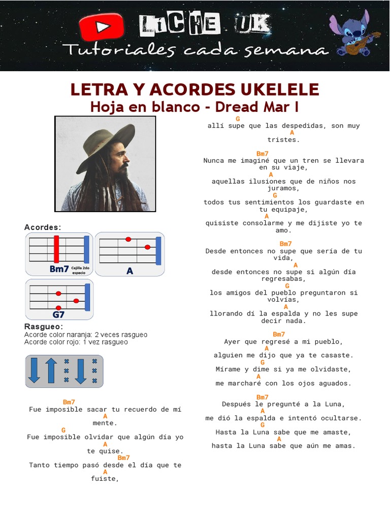 Hoja en Blanco. Letra y Acordes UKELELE PDF