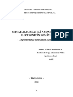 Situația Legislativă A Comerțului Electronic În România - Implementarea Semnăturii Electronice - Dobrică Irina Bianca - Anul II