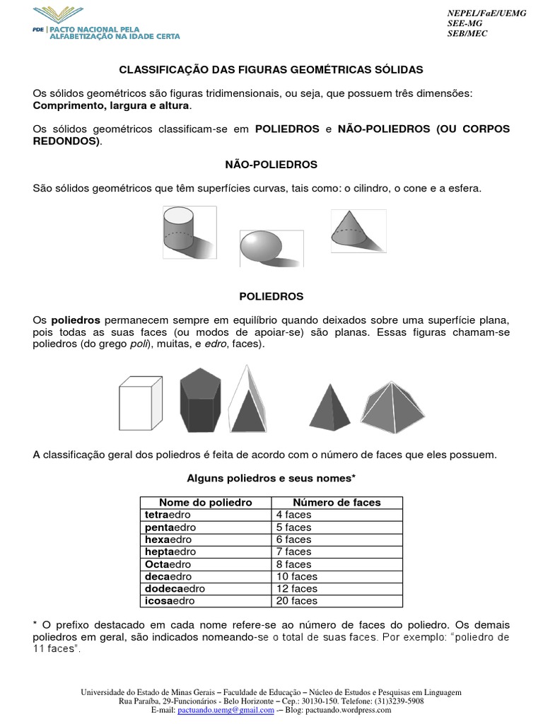 Nomes e Classificação dos Poliedros | PDF | Programação linear ...