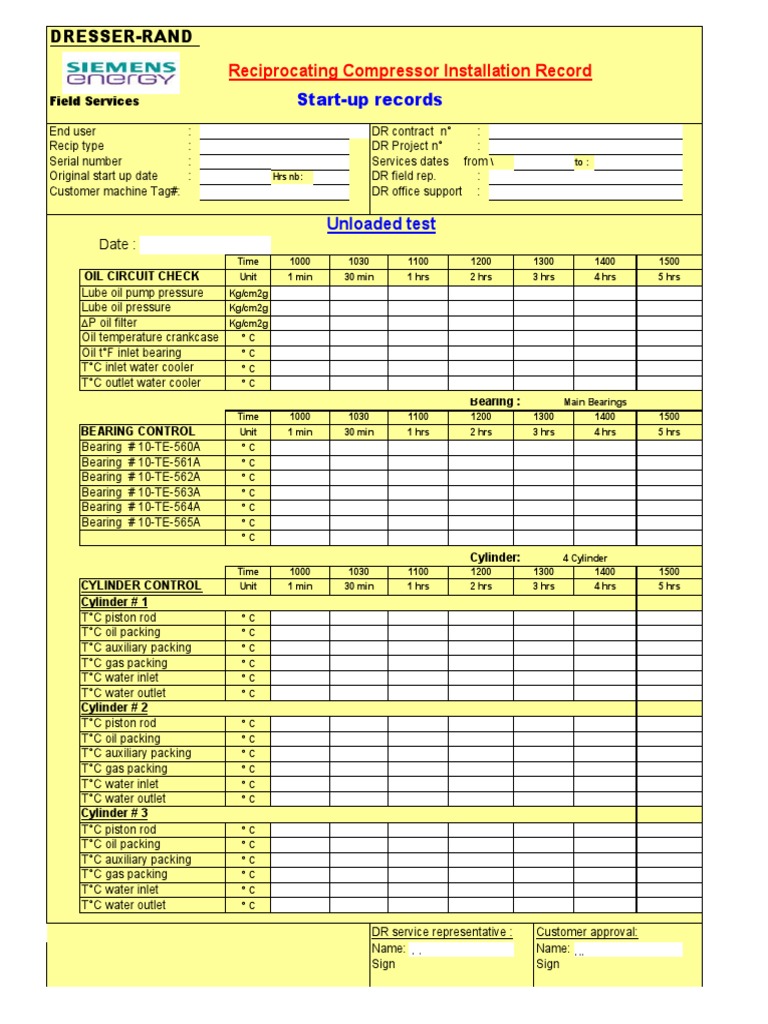 Dresser-Rand Compressor Installation Record | PDF | Piston | Cylinder ...