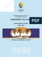 Effective For Examination From 2019: BGCSE Development Studies Assessment Syllabus