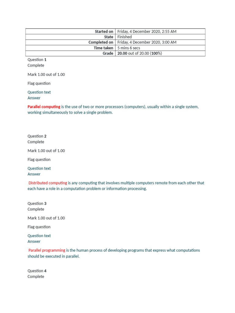 Computing Concepts Quiz | PDF | Parallel Computing | Distributed Computing