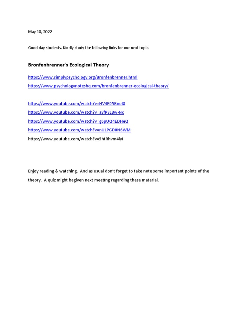 Study Links for Ecological Theory | PDF | Career & Growth | Social Science
