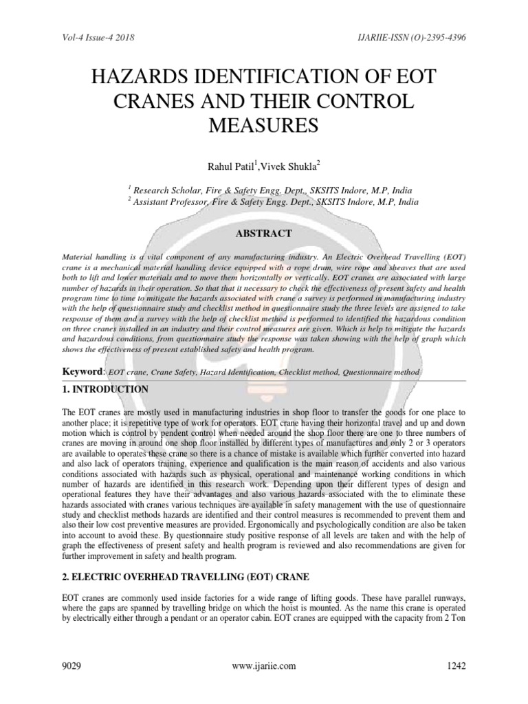 EOT Crane Hazards and Control Measures | PDF | Crane (Machine ...