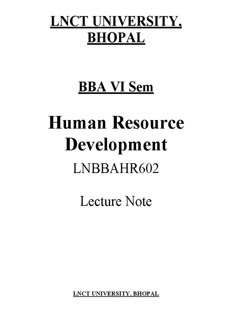 Human Resource Development Lecture Notes | PDF | Human Resources ...