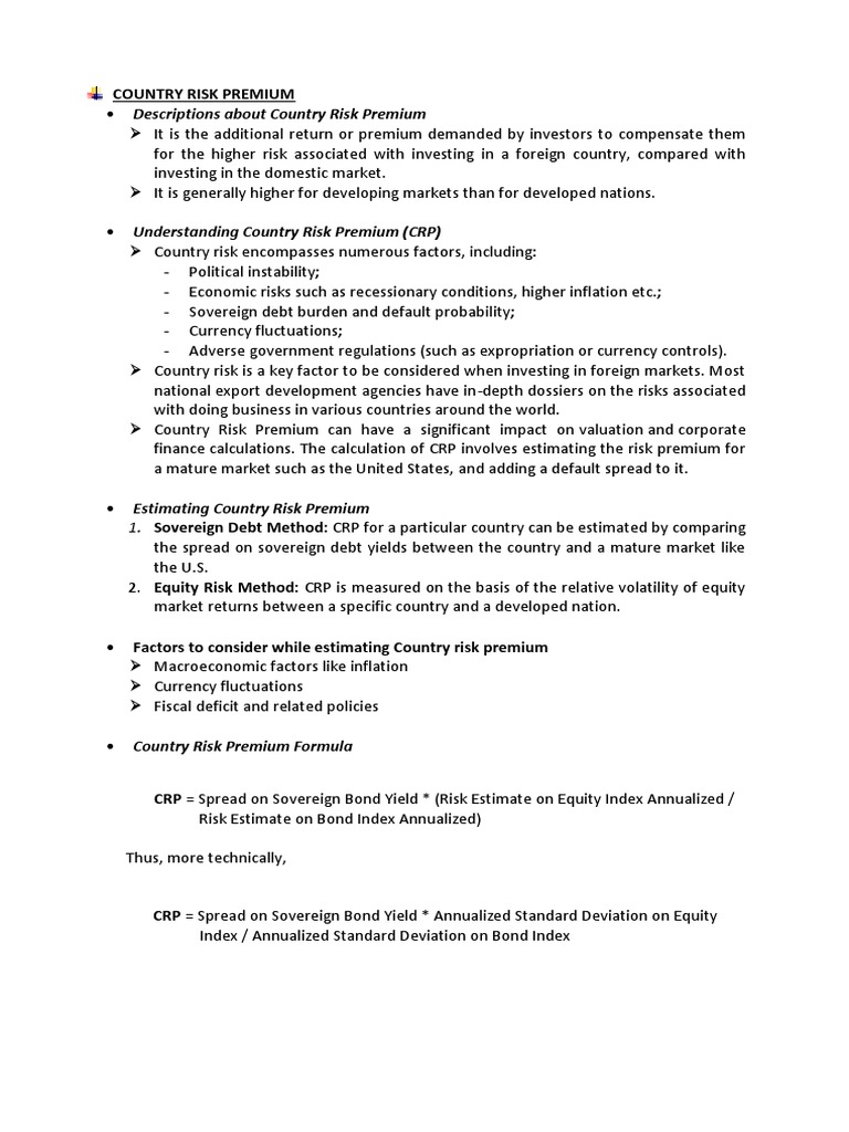 Country Risk Premium | PDF | Capital Asset Pricing Model | Risk Premium