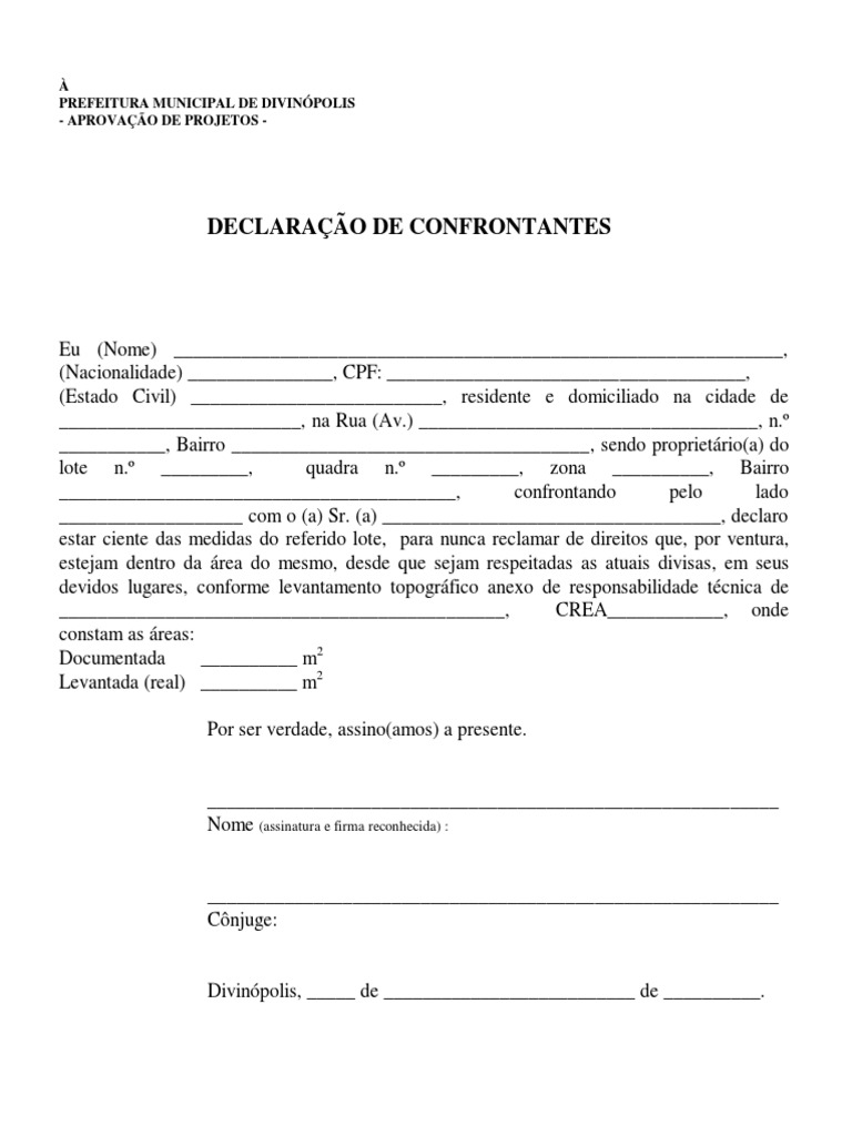 Declaração de Confrontantes | PDF