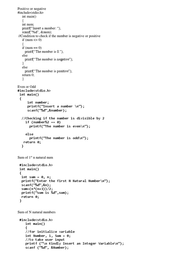 C Program Code Examples for Common Mathematical and Logical Problems ...