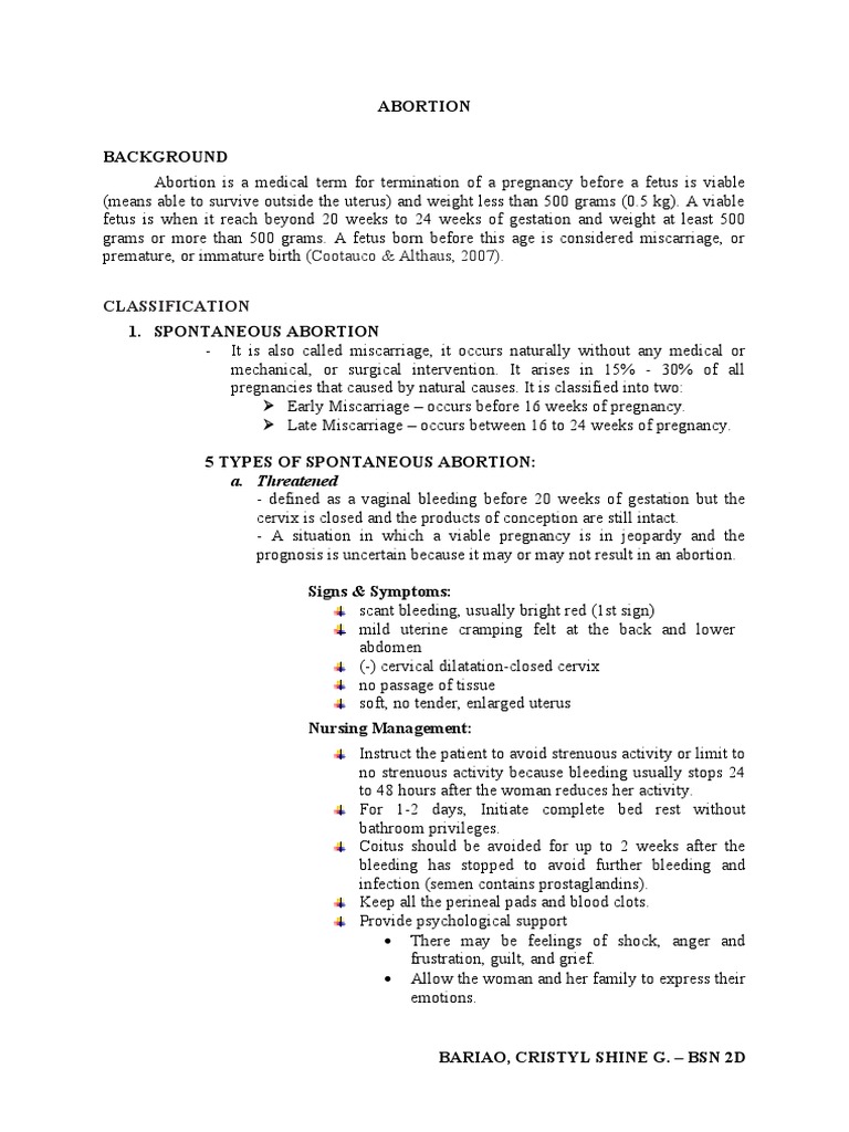 Abortion Background: Classification | PDF | Miscarriage | Abortion