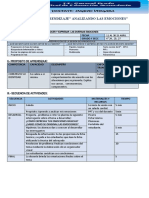 Sesion de Aprendizaje ANALIZANDO LAS EMOCIONES DEL 11 AL 13 DE ABRIL 2020 4TO Y 3ERO