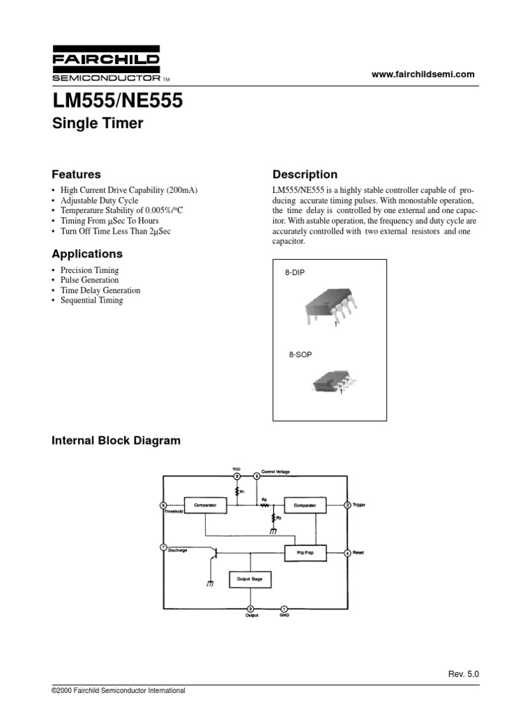LM555/NE555: Single Timer | PDF | Electricity | Electronic Engineering
