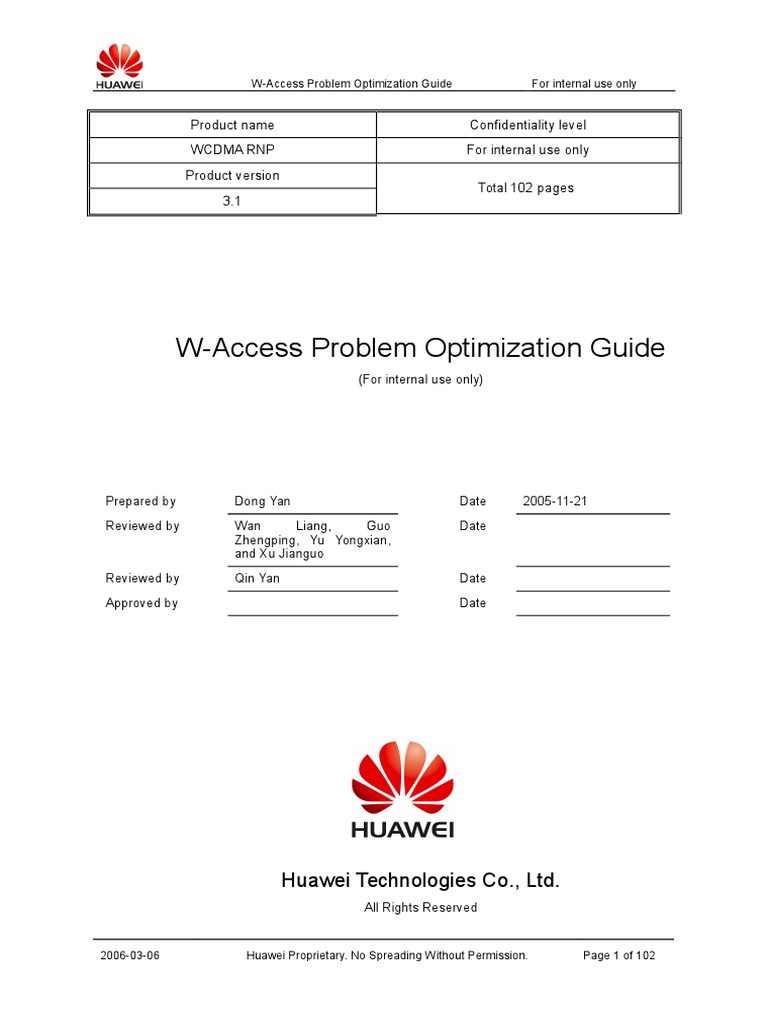W-Access Optimization Guide | PDF | High Speed Packet Access | Statistics
