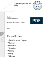 Lecture 4 - Formal Letters