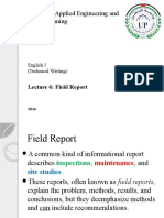 Lecture 6 - Field Report