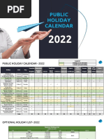 Public Holiday Calendar - 2022