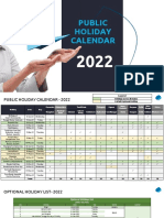 Public Holiday Calendar - 2022