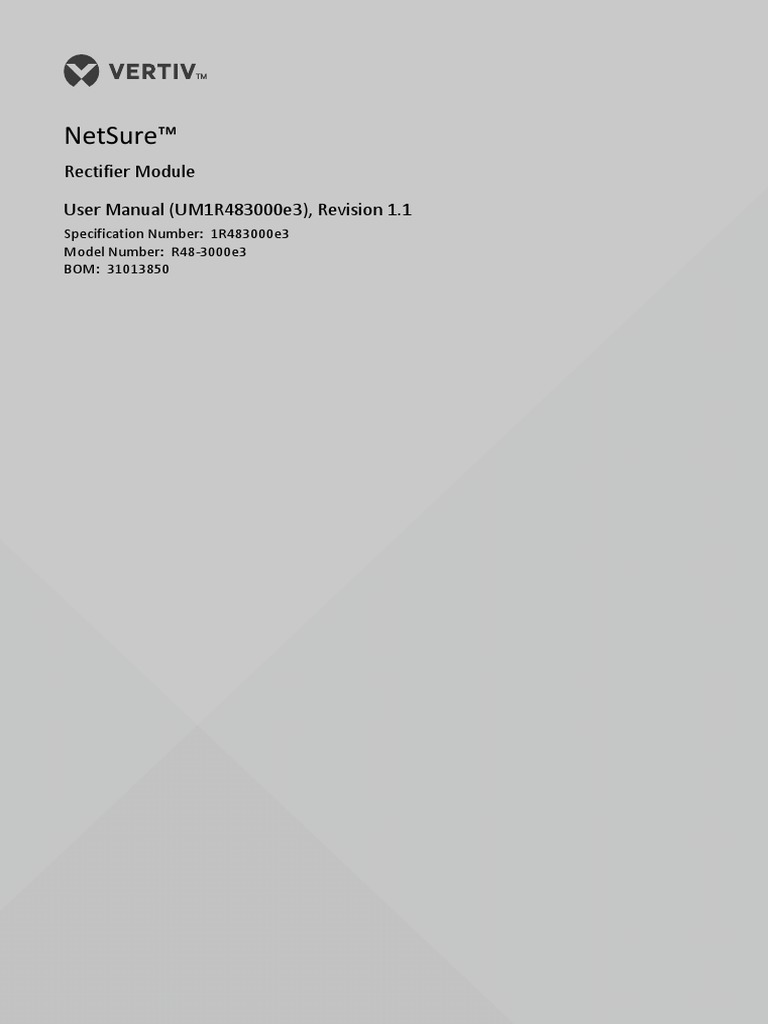 Vertiv R48-3000e3 - User Manual | PDF | Rectifier | Direct Current
