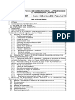 Protocolo de Bioseguridad para La Prevencion de La Transmision Del COVID 19 Version 8