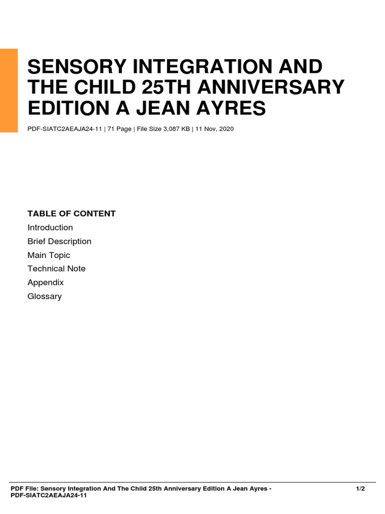 Sensory Integration and the Child: 25th Edition | PDF