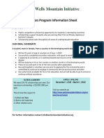 Scholars Program Information Sheet: A Student, Male or Female, From A Country in The Developing World Who