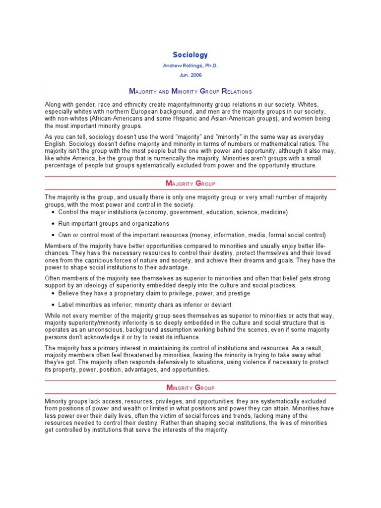 Majority and Minority Group Dynamics | PDF | Minority Group | Racial ...
