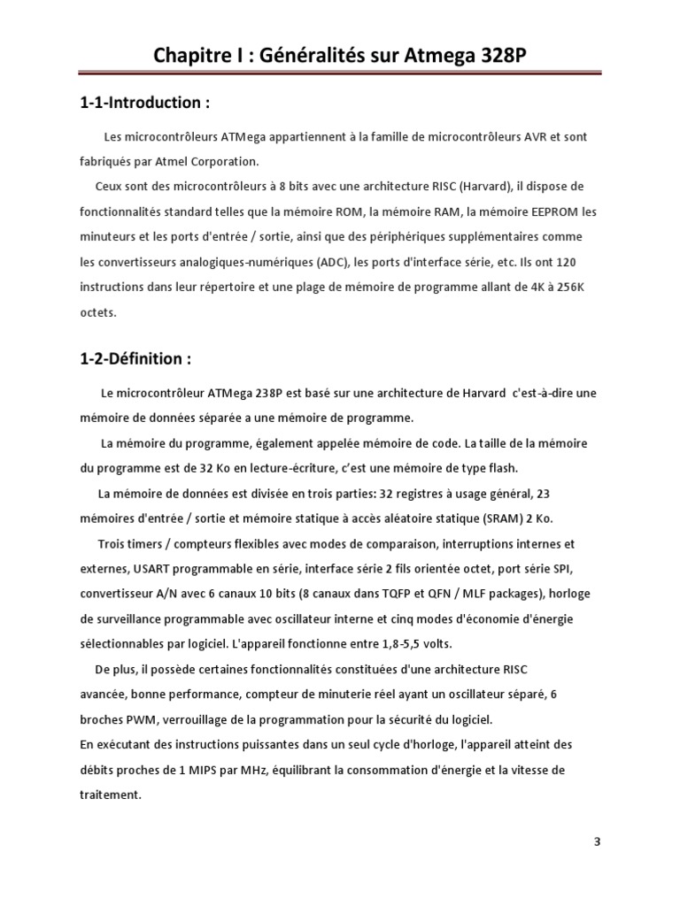 Brochage et caractéristiques Atmega 328P | PDF | Microcontrôleur ...