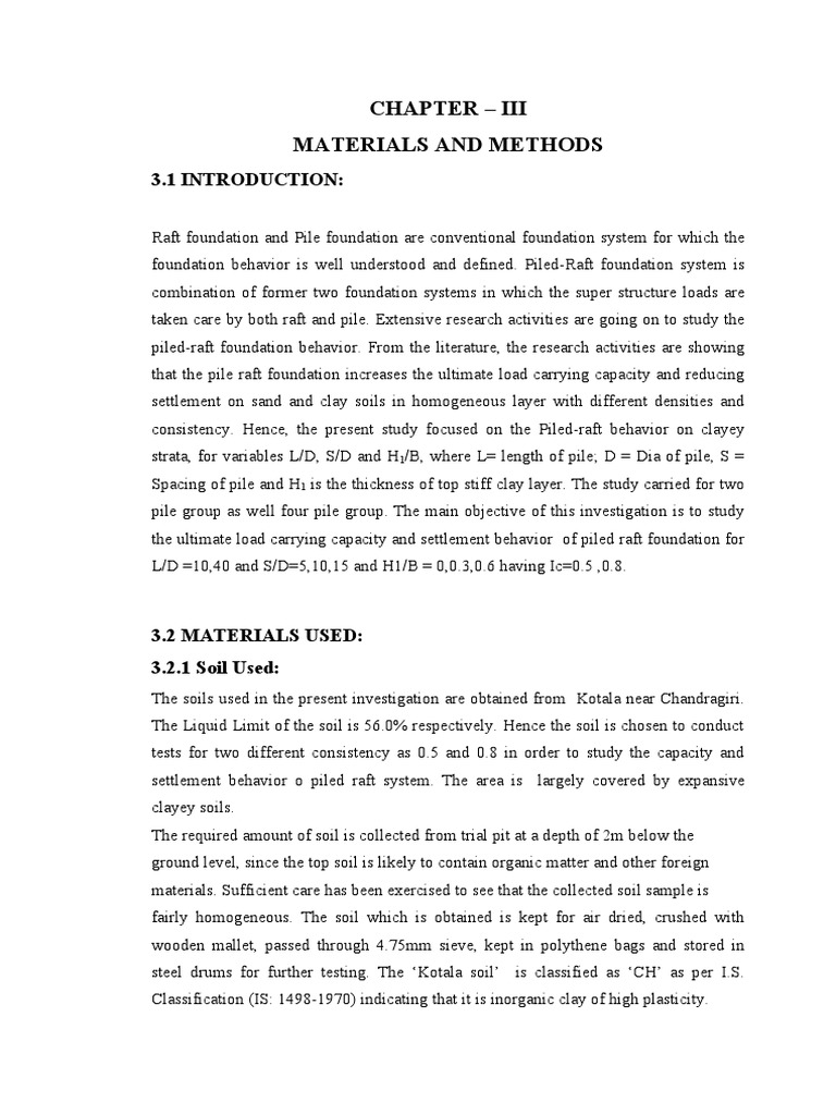 Chapter III Materials and Methods PDF Deep Foundation Applied And