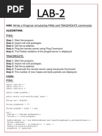 AIM: Write A Program Simulating PING and TRACEROUTE Commands Algorithm