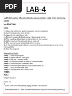 Simulation of Error Detection & Correction Code (CRC, Hamming Code)