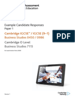 Example Candidate Responses: Cambridge IGCSE / IGCSE (9 1) Business Studies 0450 / 0986
