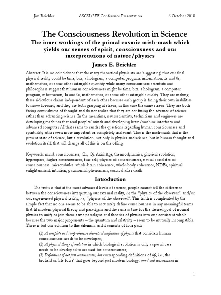 Consciousness and Physics Unification | PDF | Consciousness | Gravity