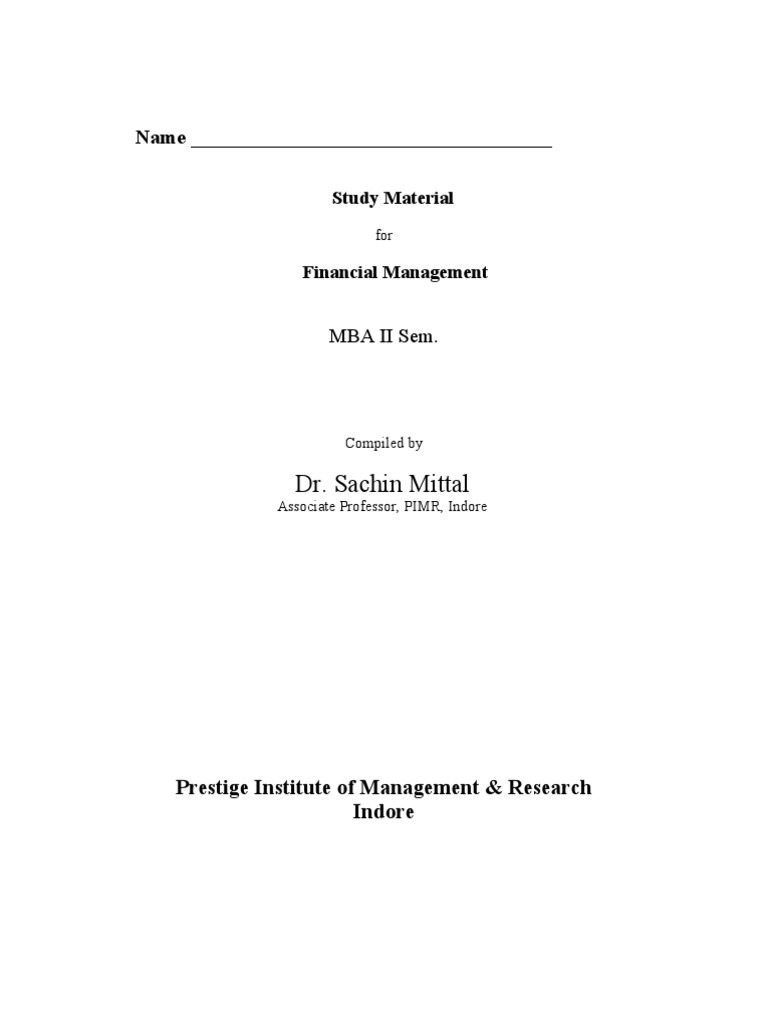 Working Capital Management Study Material | PDF | Cost Of Capital ...