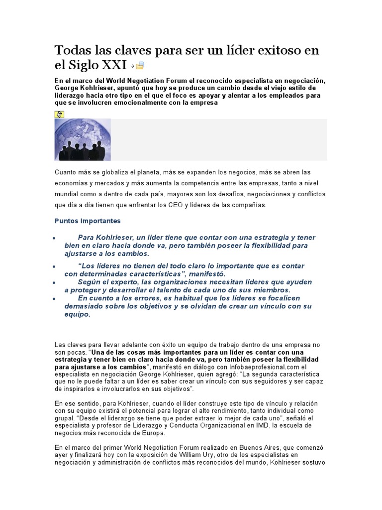 Claves para un liderazgo exitoso | PDF | Liderazgo | Las emociones