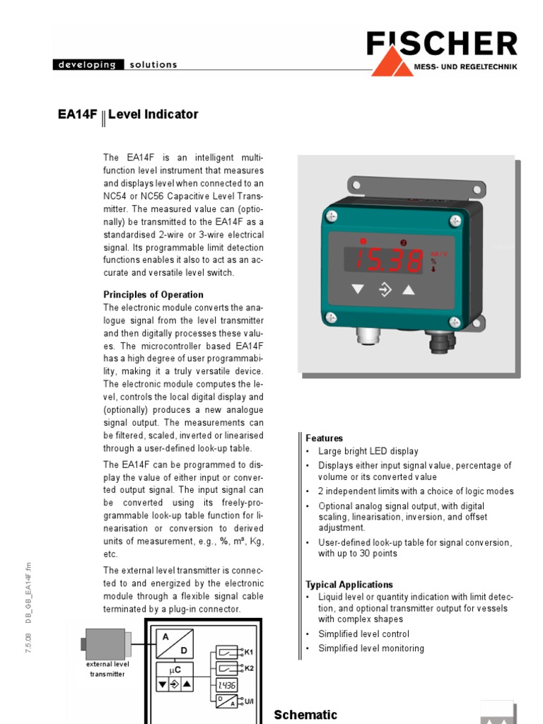 EA14F Level Switch Overview | PDF | Electrical Connector | Relay