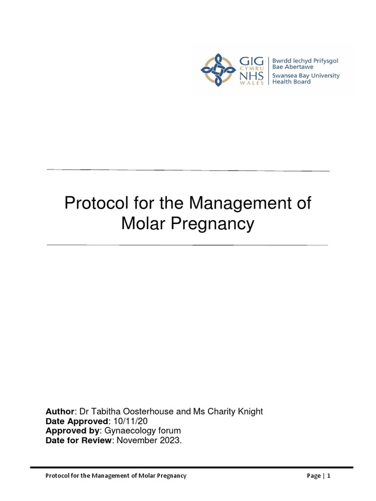 Molar Pregnancy Management Protocol | PDF | Human Chorionic ...