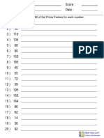 Find Prime Factors Worksheet