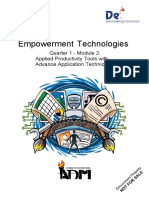 Empowerment Technologies: Quarter 1 - Module 2: Applied Productivity Tools With Advance Application Techniques