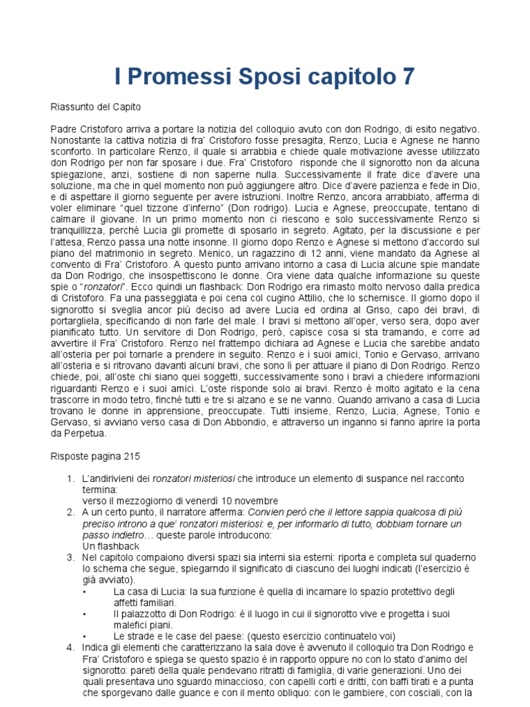 Divisione In Sequenze Primo Capitolo Promessi Sposi