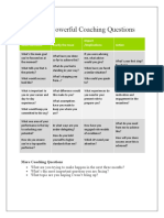 Sample Powerful Coaching Questions: Need Identified Clarify The Issue Impact /implications Action