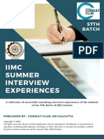 IIMC Summer Interview Experiences - 57th Batch