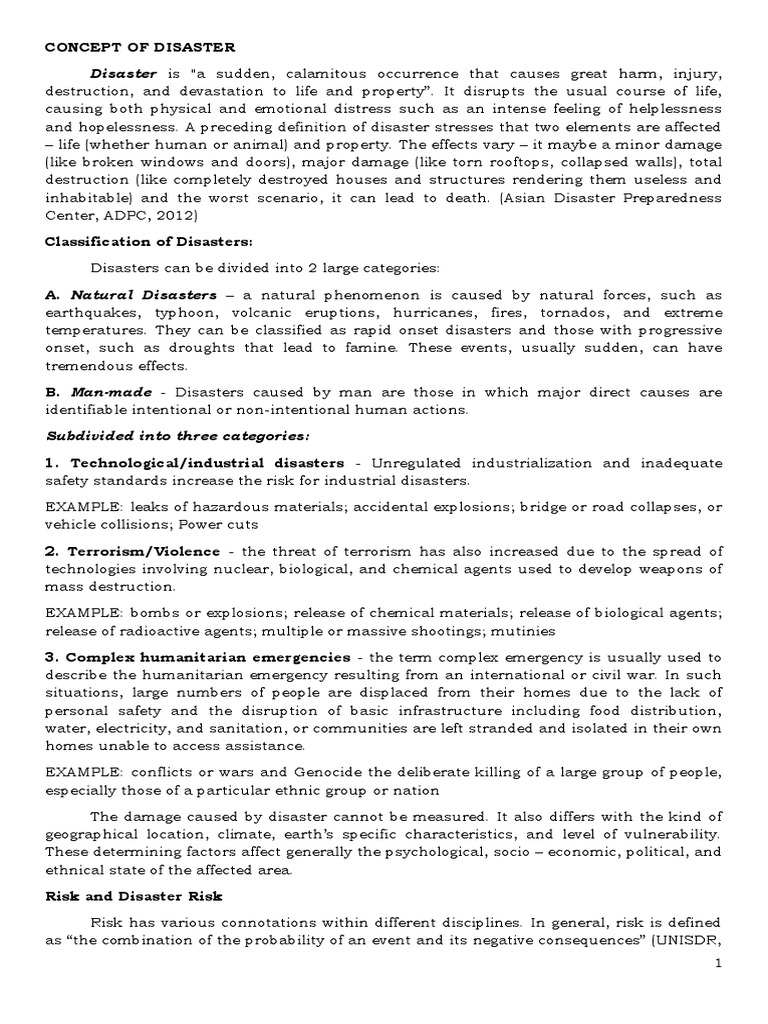 Understanding Disaster Concepts | PDF | Hazards | Risk
