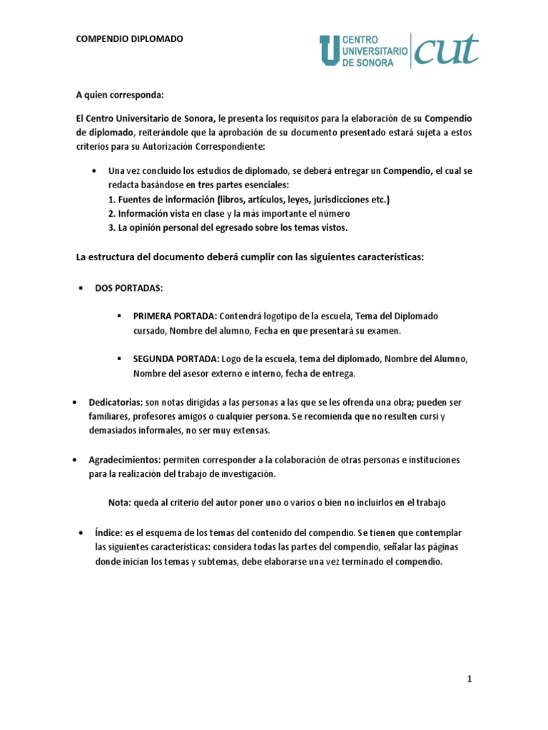 Estructura del Compendio de Diplomado | PDF