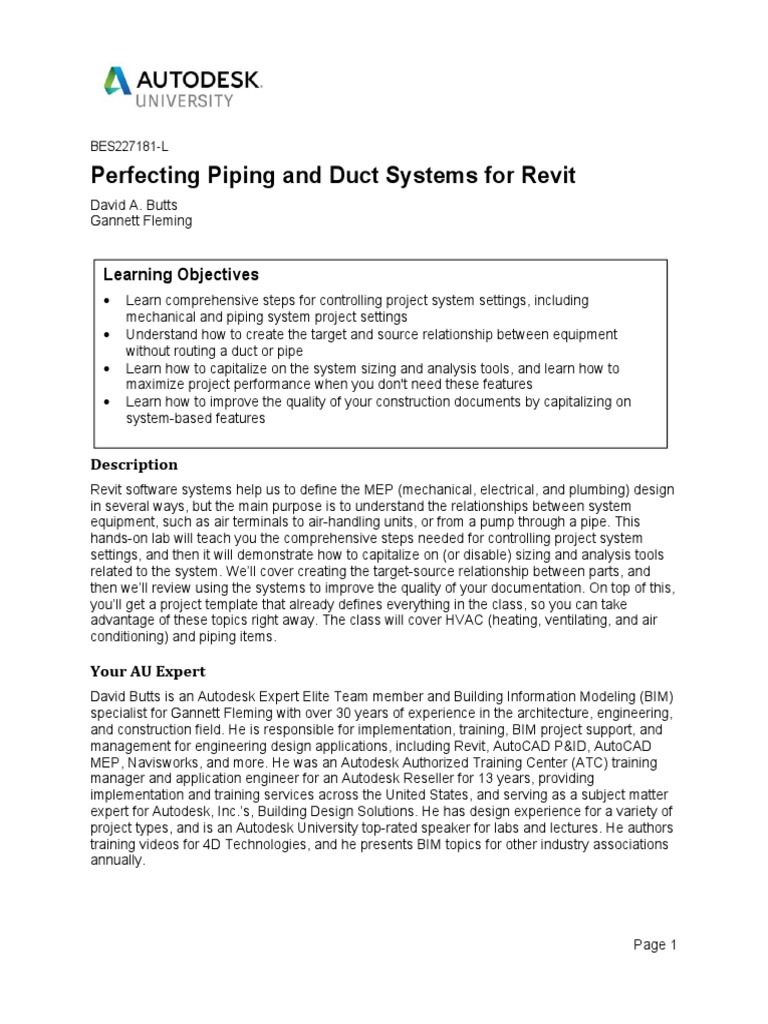 Mastering Mechanical Systems in Revit | PDF | Autodesk Revit | Plumbing
