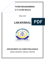 Lab Journal: Computer Programming (2+1 Credit Hours)