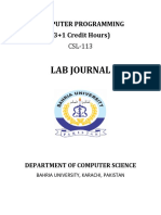 Lab Journal: Computer Programming (3+1 Credit Hours)