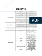 Bio-Data: Particulars Details Ishan Atrey