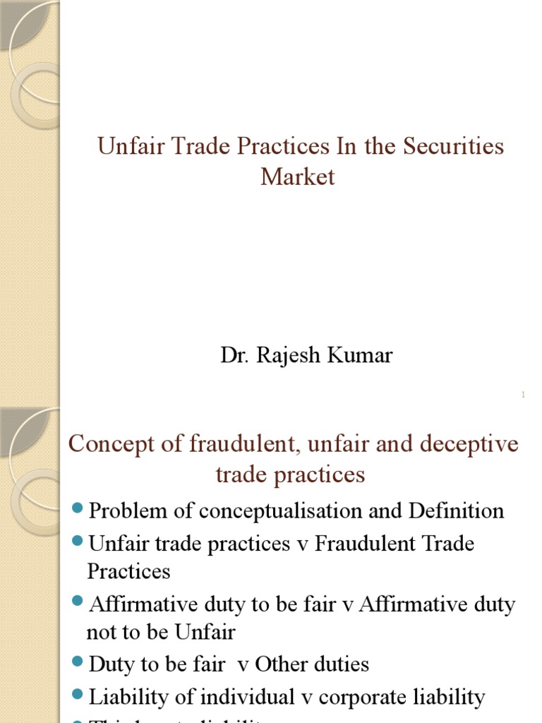 Unfair Trade Practices Pdf Fraud Corporations