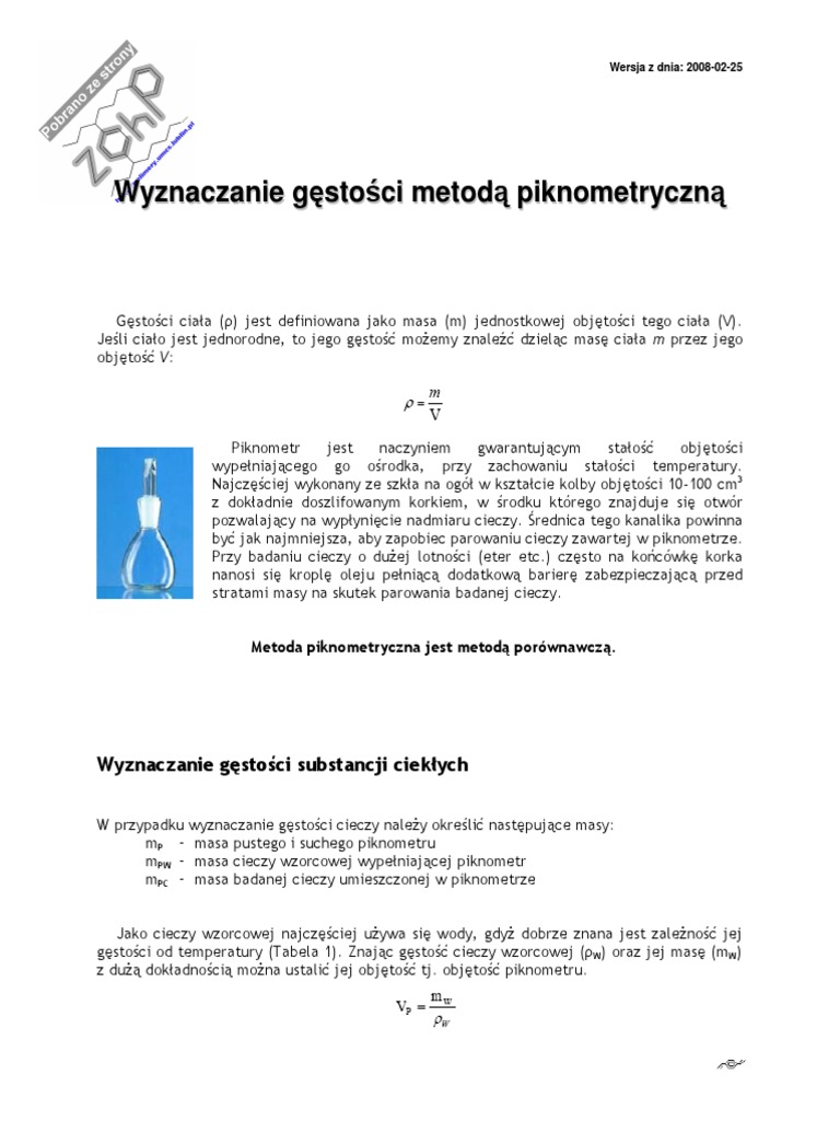 Piknometry Badanie | PDF