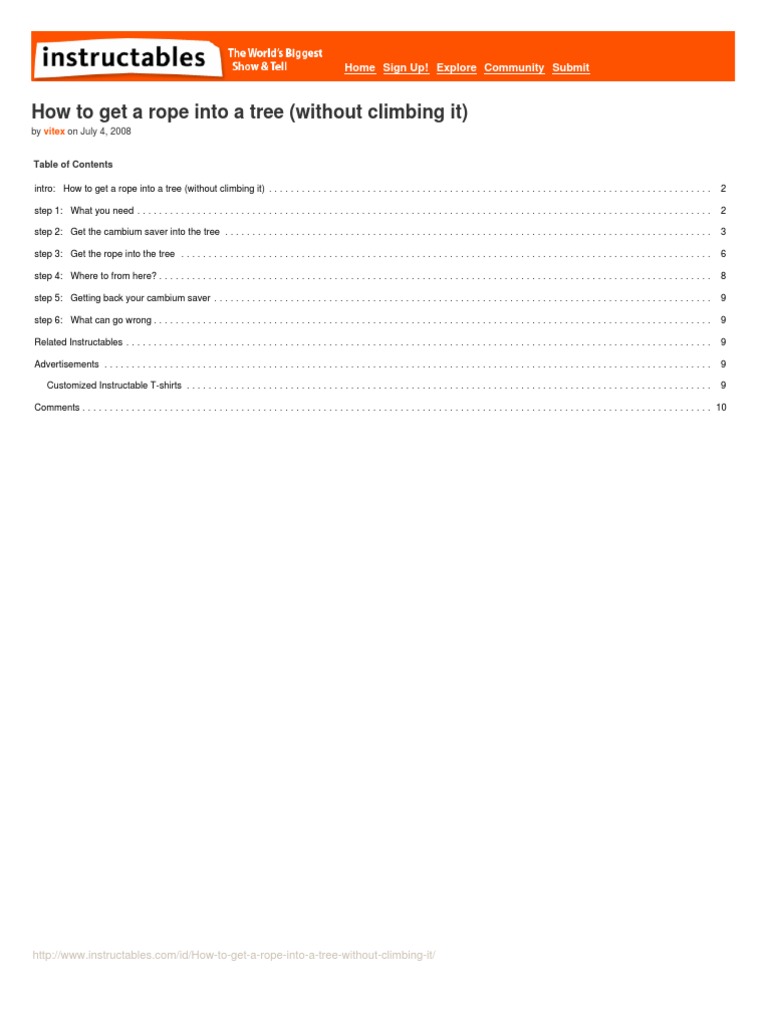 How To Get A Rope Into A Tree Without Climbing It PDF Rope Knot